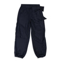 NAVY ANKLE GATHERED W/ BOW DETAIL TRACK TROUSERS