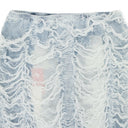 BLUE DENIM SHREDDED LONG MAXI SKIRT