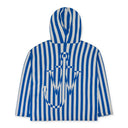 BLUE STRIPED ZIPPED ANCHOR HOODIE