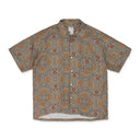 GREEN ORIENTAL PATTERN RAYON BUTTON-DOWN SHIRT