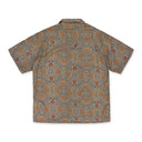GREEN ORIENTAL PATTERN RAYON BUTTON-DOWN SHIRT