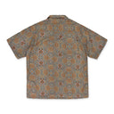 GREEN ORIENTAL PATTERN RAYON BUTTON-DOWN SHIRT