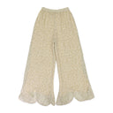 GREEN/WHITE/BEIGE WISPY FLARED LEG STRAIGHT TROUSERS