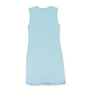 AQUAMARINE/LILAC AQULIL PATCHWORK EMBROIDERED JERSEY DAY DRESS