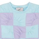 AQUAMARINE/LILAC AQULIL PATCHWORK EMBROIDERED JERSEY DAY DRESS