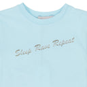 AQUAMARINE EAT SLEEP RAVE GLITTER FITTED T-SHIRT