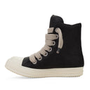 BLACK JUMBO LACE PADDED LEATHER SNEAKERS