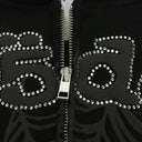 BLACK OG WEB V2 RHINESTONE ZIP UP HOODIE