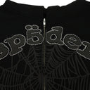 BLACK OG WEB V2 RHINESTONE ZIP UP HOODIE