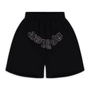 BLACK OG WEB V2 RHINESTONE SHORTS