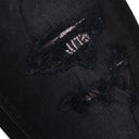 AGED BLACK HIBISCUS ARTPATCH JEANS