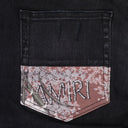 AGED BLACK HIBISCUS ARTPATCH JEANS