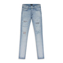 LIGHT INDIGO HIBISCUS ARTPATCH JEANS