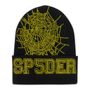 BLACK GOLD RHINESTONE WEB BEANIE