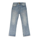 BLUE FIREWORKS WASH DENIM STRAIGHT-FIT JEANS