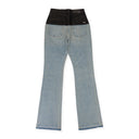 SKY INDIGO/BLACK HYBRID BOOTLEG W/ LEATHER JEANS
