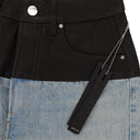 SKY INDIGO/BLACK HYBRID BOOTLEG W/ LEATHER JEANS
