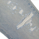 SKY INDIGO/BLACK HYBRID BOOTLEG W/ LEATHER JEANS