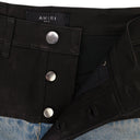 SKY INDIGO/BLACK HYBRID BOOTLEG W/ LEATHER JEANS