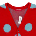 RED MOHAIR POLKA DOT CARDIGAN