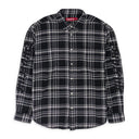 BLACK WASHED PLAID ZIP SHIRT
