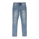BLUE FADED DISTRESSED SKINNY JEANS