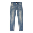 BLUE LIGHT WASH DISTRESSED SKINNY JEANS