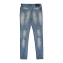 BLUE LIGHT WASH DISTRESSED SKINNY JEANS