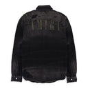 BLACK CAMO APPLIQUE DENIM BUTTON-DOWN SHIRT