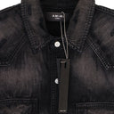 BLACK CAMO APPLIQUE DENIM BUTTON-DOWN SHIRT