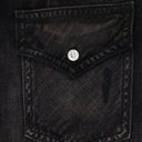 BLACK CAMO APPLIQUE DENIM BUTTON-DOWN SHIRT