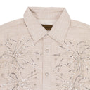 WHITE FIREWORKS BEADED DIAMOND BUTTON-DOWN SHIRT