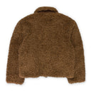 BLUE CARVED LEATHER FUR JACKET