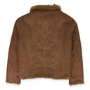 BLUE CARVED LEATHER FUR JACKET