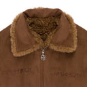 BLUE CARVED LEATHER FUR JACKET