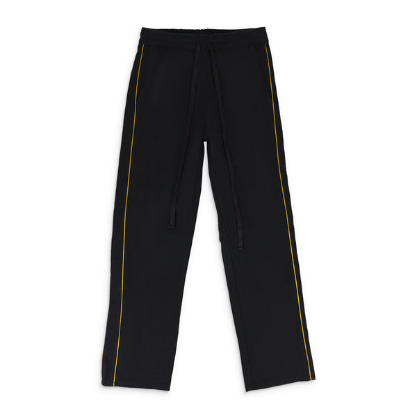 BLACK PIPED TWILL TRACK PANTS
