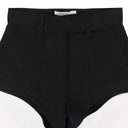 BLACK/WHITE CUT OUT MOTO STRAIGHT PANTS