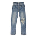 INDIGO REWORKED STRAIGHT-FIT JEANS