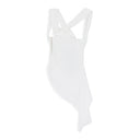 WHITE ASYMMETRICAL DRAPED BLOUSE