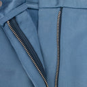 BLUE/WHITE BACK SLIT W/ TRIM STRAIGHT PANTS