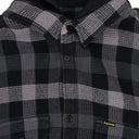 BLACK PLAID WAFFLE HOODED BUTTON-DOWN SHIRT