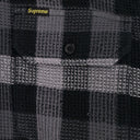 BLACK PLAID WAFFLE HOODED BUTTON-DOWN SHIRT