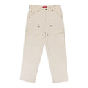 WHITE DOUBLE KNEE DENIM UTILITY PANTS
