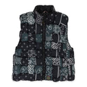 BLACK/BLUE PAISLEY PUFFER VEST