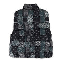BLACK/BLUE PAISLEY PUFFER VEST