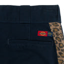 NAVY CONTRAST LEOPARD SIDE STRIPE PANTS