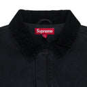 BLACK SHEARLING LOGO CANVAS WORK JACKET