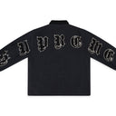 BLACK SHEARLING LOGO CANVAS WORK JACKET