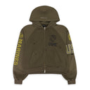KHAKI RECONSTRUCTED FOLDED ZIP HOODIE