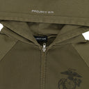 KHAKI RECONSTRUCTED FOLDED ZIP HOODIE